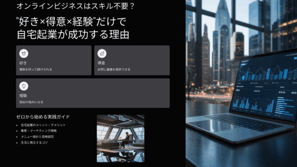 オンラインビジネスはスキル不要？“好き×得意×経験”だけで自宅起業が成功する理由