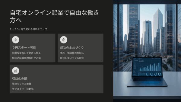 自宅オンライン起業でここまで変わる！たった3ヶ月で自由が広がる働き方と成功ステップ