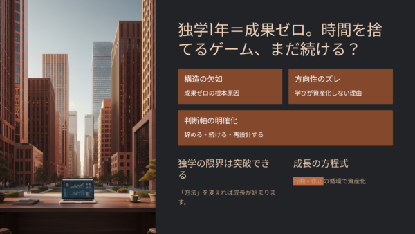 独学1年＝成果ゼロ。時間を捨てるゲーム、まだ続ける？